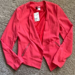H&M Coral Blazer with Zipper Details